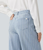 Jean barrel Halara Flex™ rayé taille haute avec poches