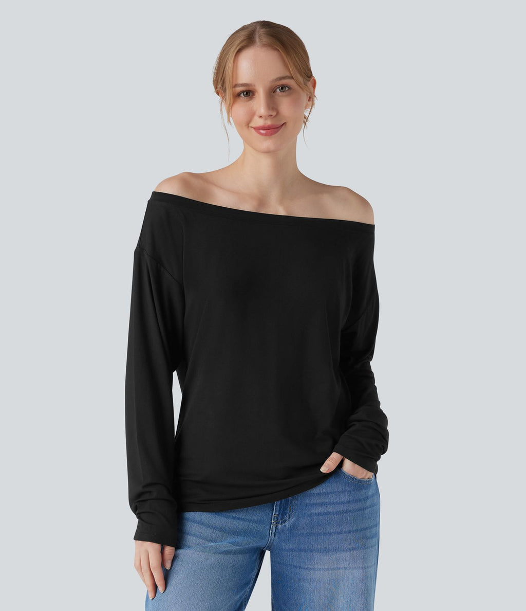 T-shirt épaules dénudées à manches longues