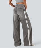 Halara Flex™ Jean large fluide délavé taille haute à rayures avec poches