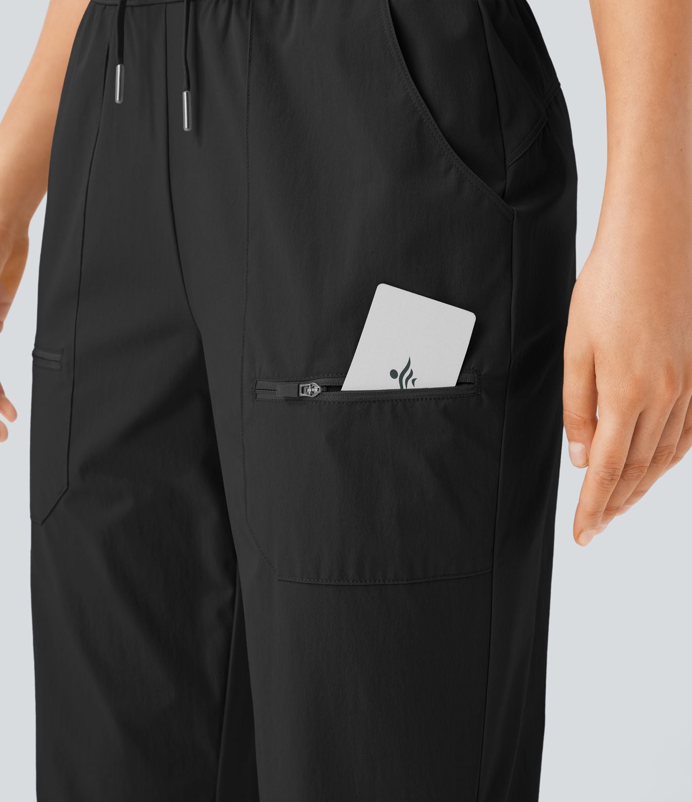 Pantalon de randonnée déperlant et résistant à l'usure, taille moyenne à cordon, poches multiples et doublure polaire