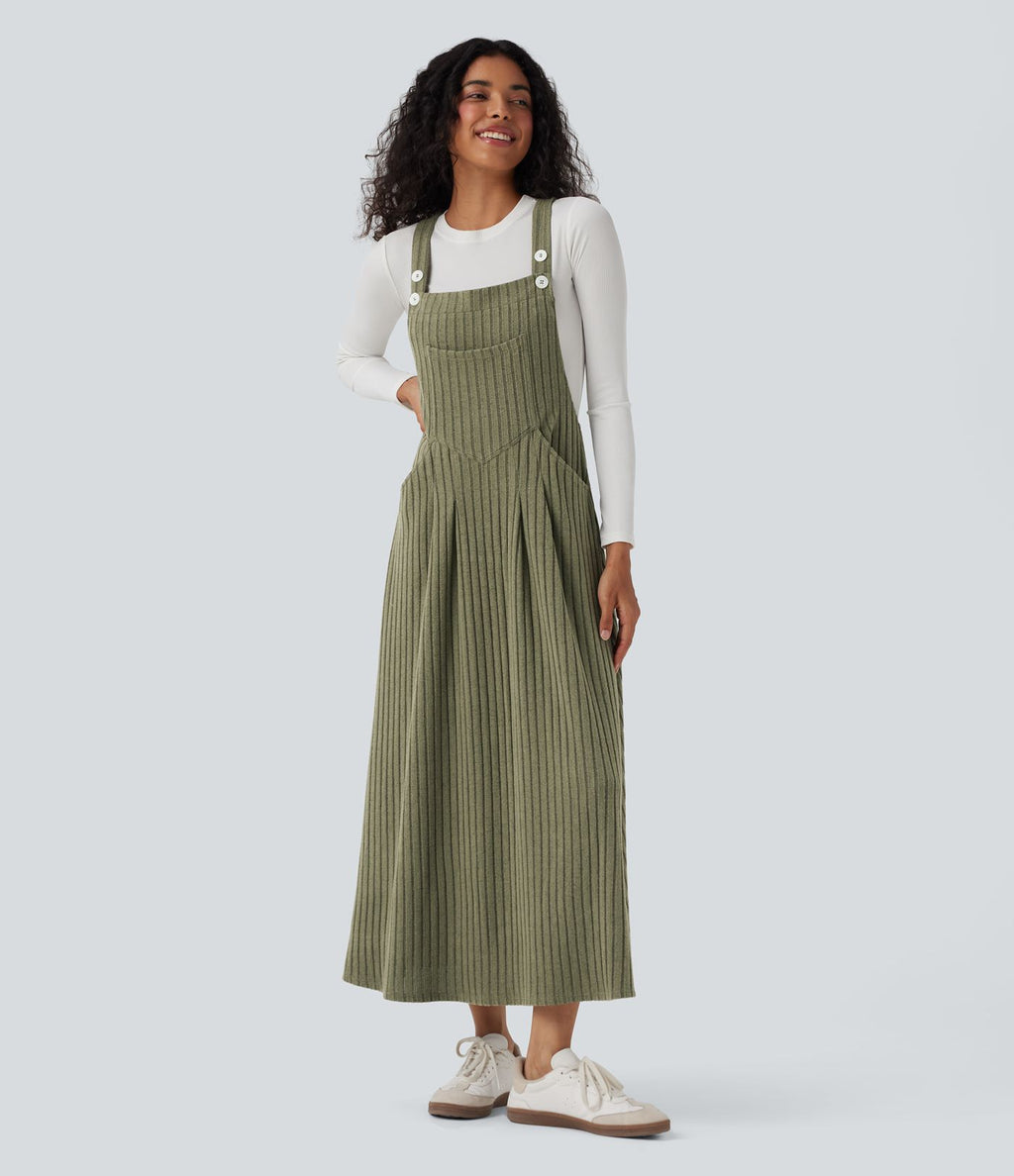 Robe de chasuble décontractée maille côtelée avec poches