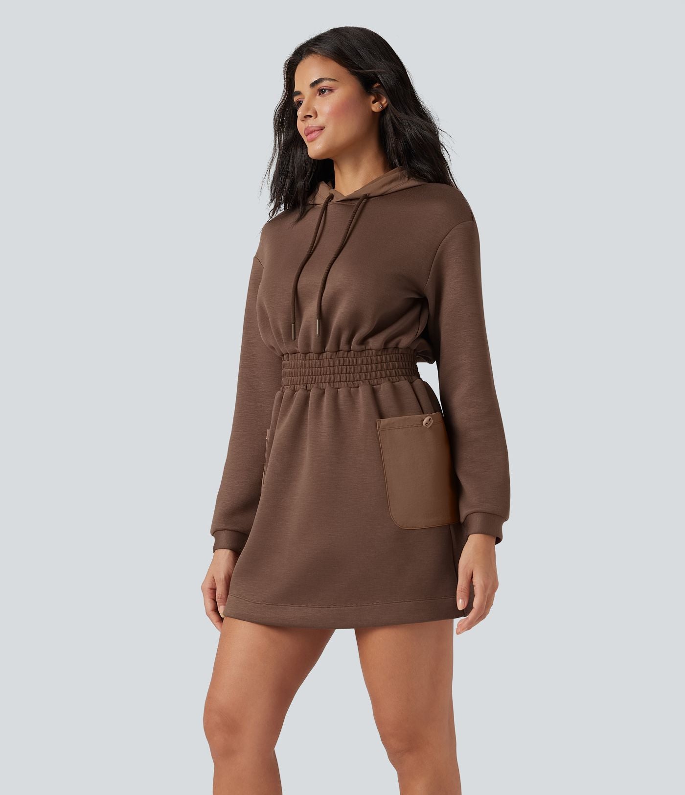 Robe active SpacerTek™ mini à capuche, manches longues, avec cordon de serrage et poches