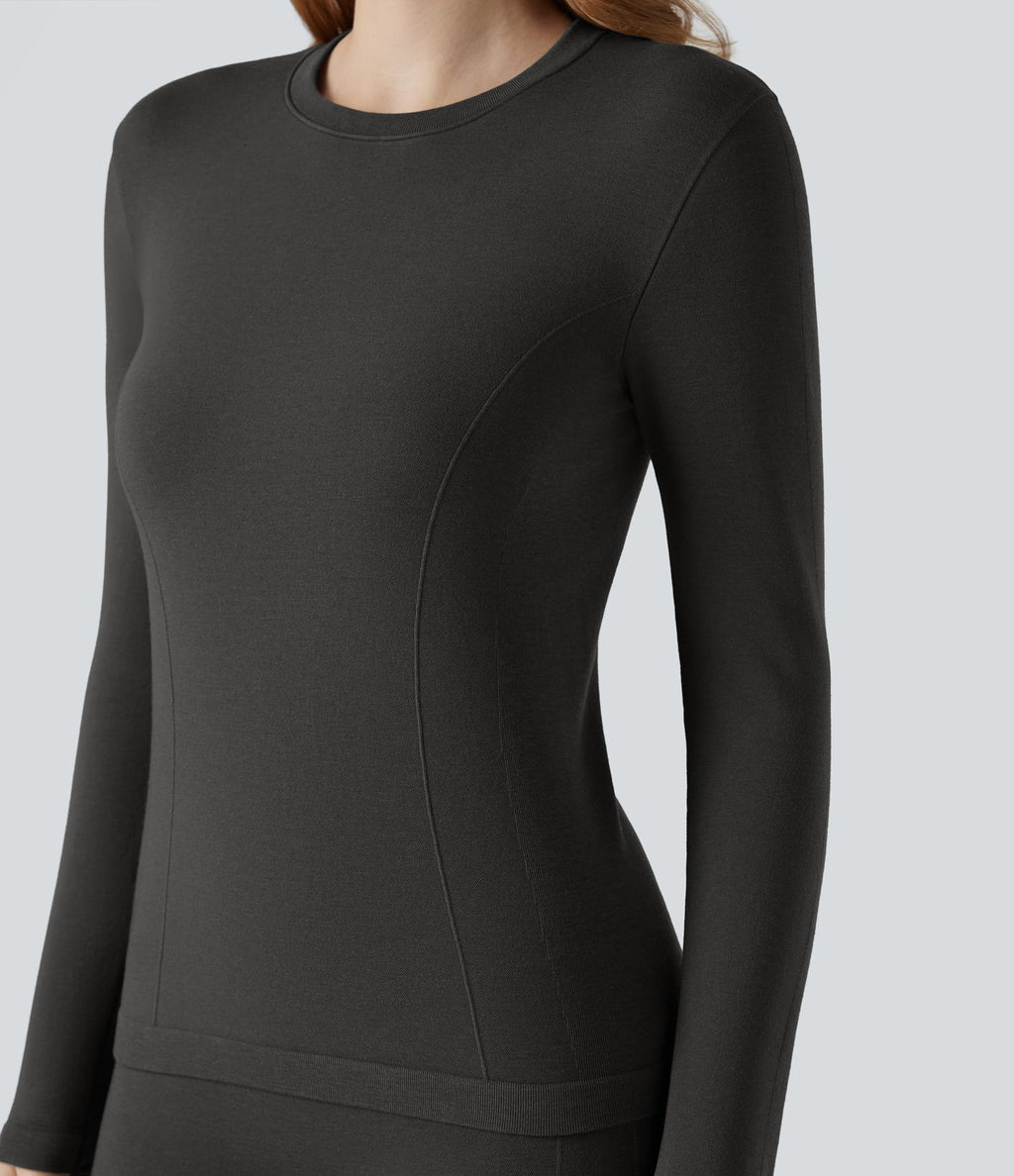 Haut thermique col rond à manches longues sans couture HeatCore OneForm Seamless Flow