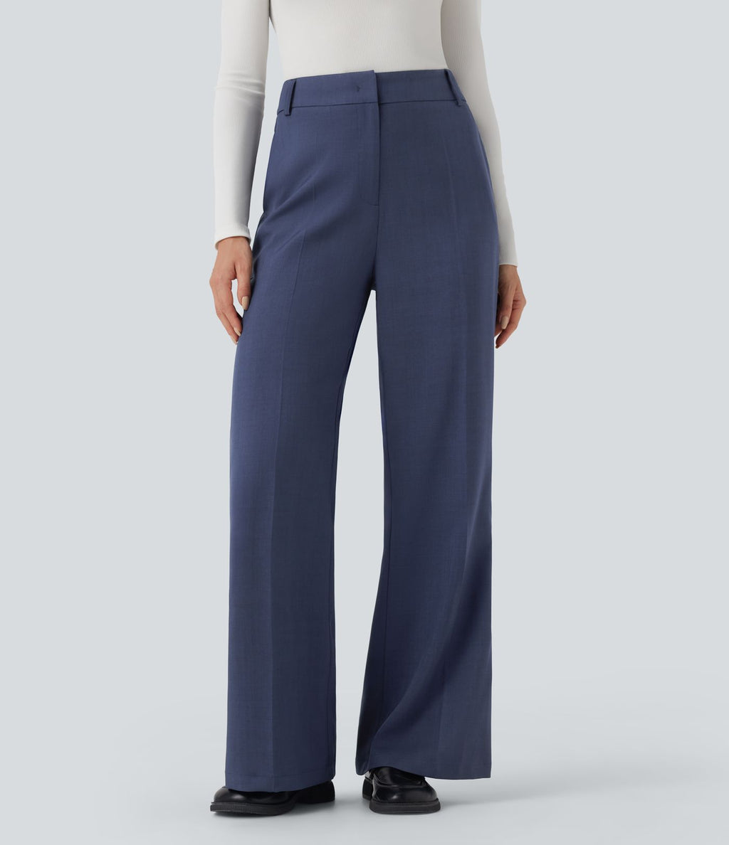 Pantalon tailleur bootcut taille haute avec poches