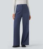 Pantalon tailleur bootcut taille haute avec poches