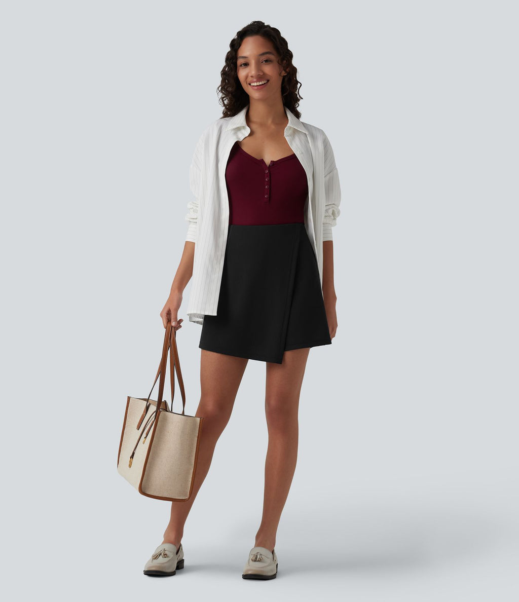 Jupe-short mini tailleur taille haute infroissable longueur rallongée