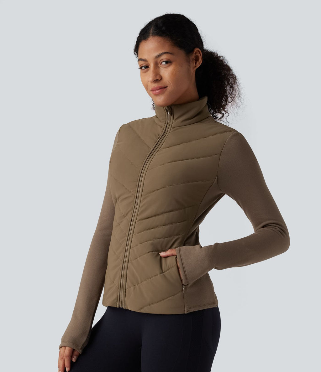 Veste matelassée running PuffFlex col cheminée manches longues avec zip et poches