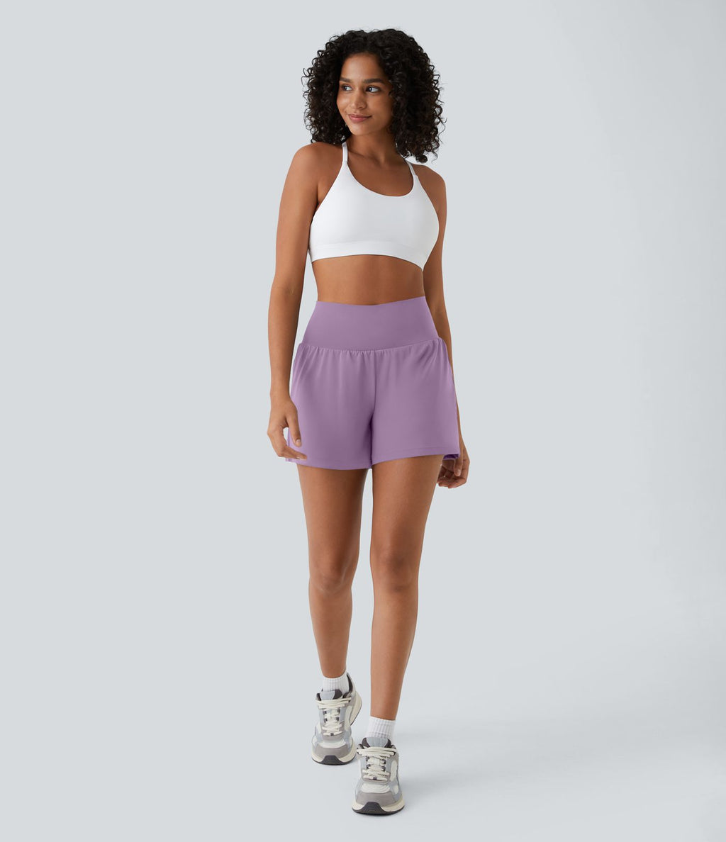 Short yoga 2-en-1 SoftlyZero™ Airy effet frais InstantCool taille très haute 12,5 cm avec poches, longueur allongée