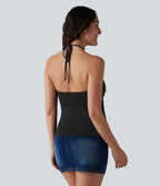 Débardeur casual dos nu à nouer avec soutien-gorge intégré
