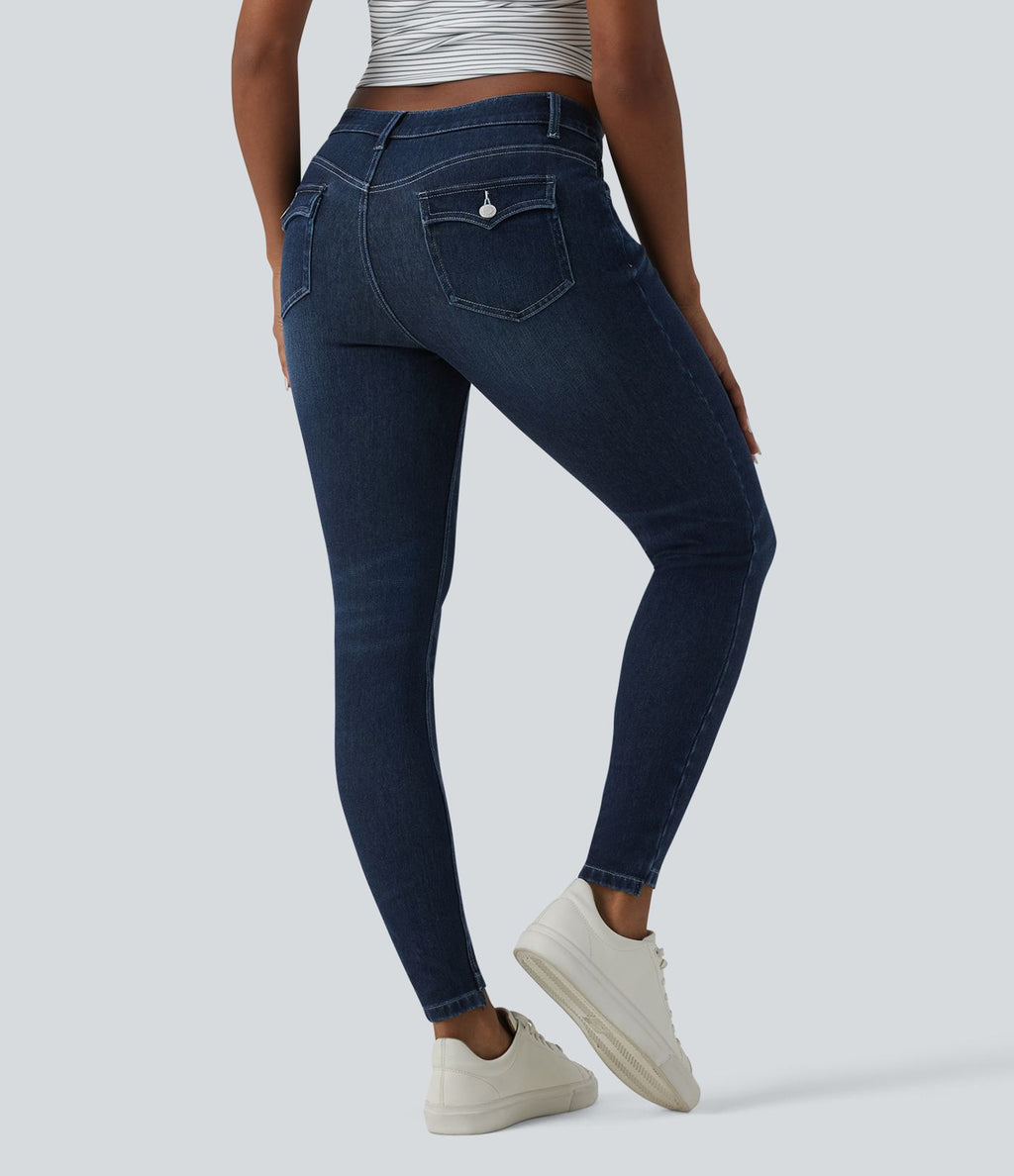 Jean skinny 7/8 décontracté taille basse Halara Flex™ avec poches