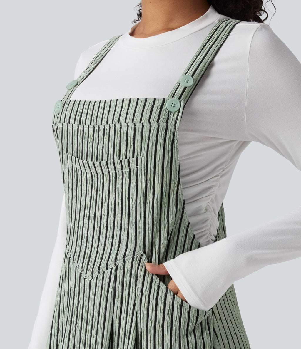 Robe décontractée midi fluide à rayures avec poches