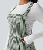 Robe décontractée midi fluide à rayures avec poches