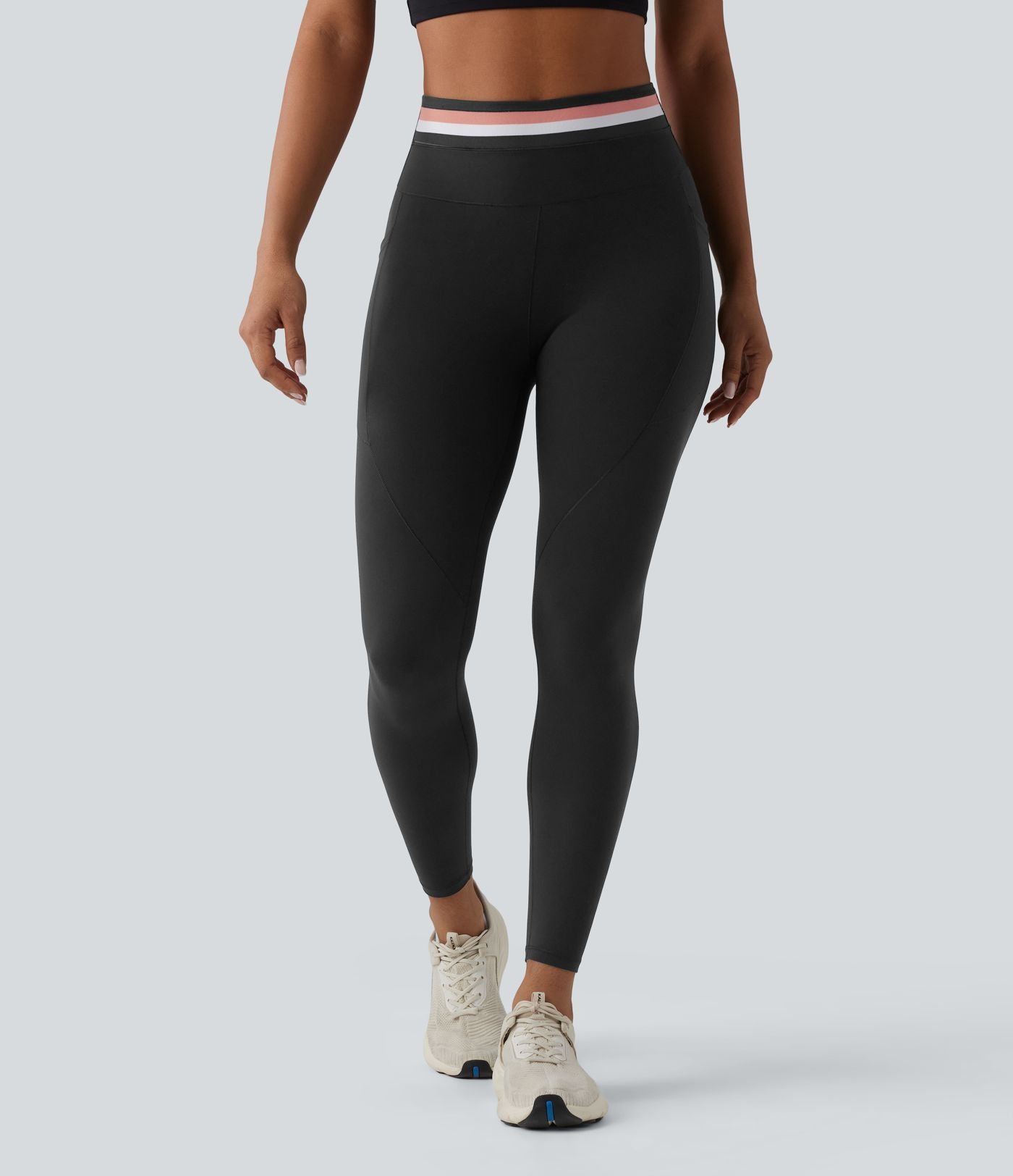 Legging de sport Halara UltraSculpt™ 7/8 gainant taille haute color block à rayures avec poches