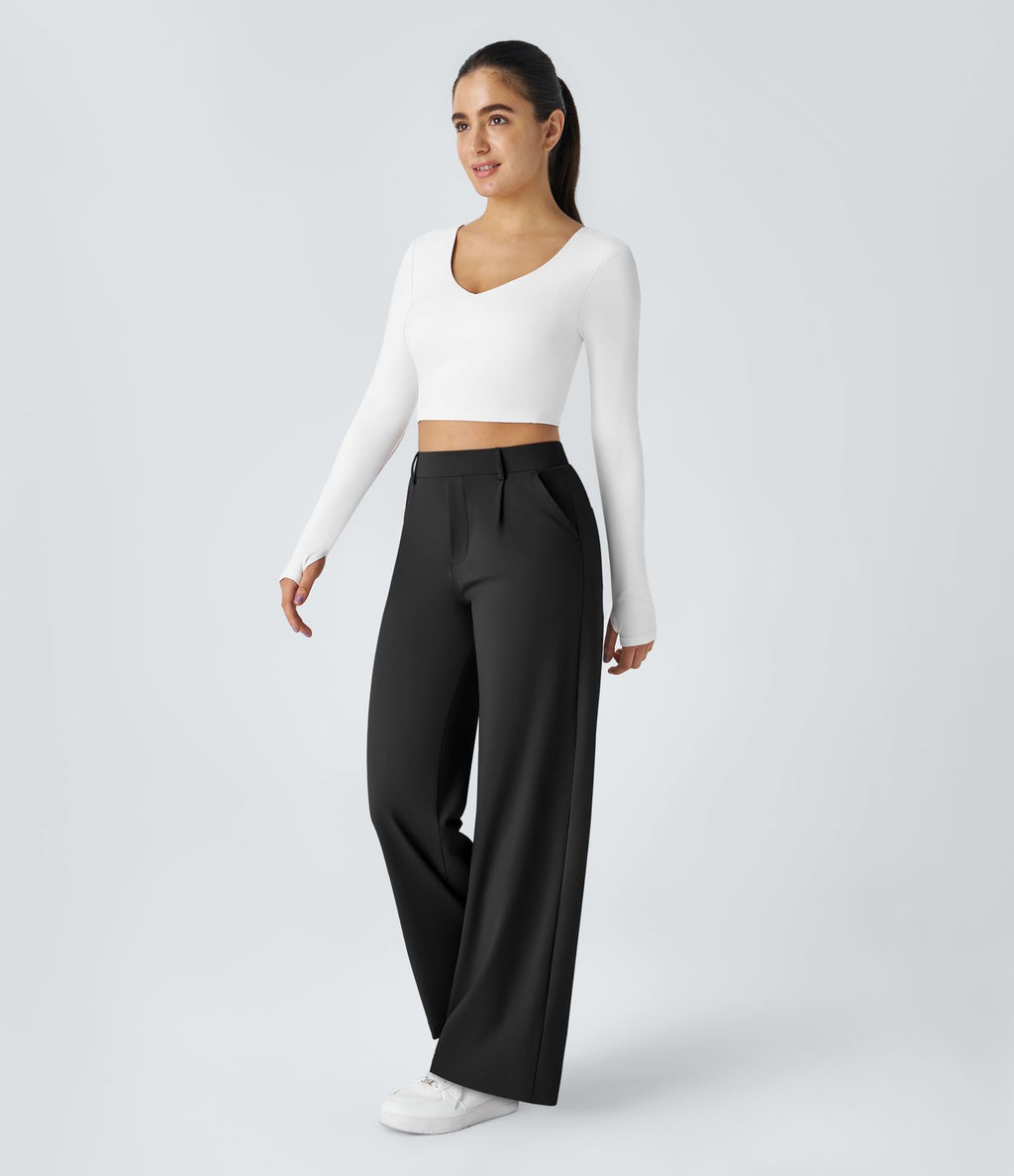 Pantalon tailleur Halara Flex™ DayStretch coupe droite taille haute avec poches