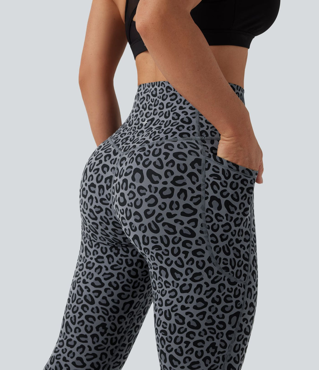 Legging de yoga gainant taille haute imprimé léopard avec poches Halara UltraSculpt™