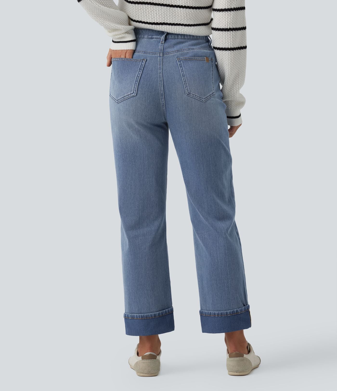 Jean droit 7/8 décontracté Halara Flex™ taille haute avec poches