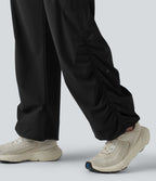 Jogging cargo de course taille mi-haute ajustable avec cordon de serrage, froncé, séchage rapide et poches