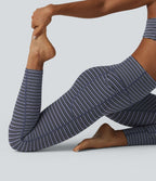 Halara UltraSculpt™ Legging de course à rayures jacquard taille haute ventre plat avec poches