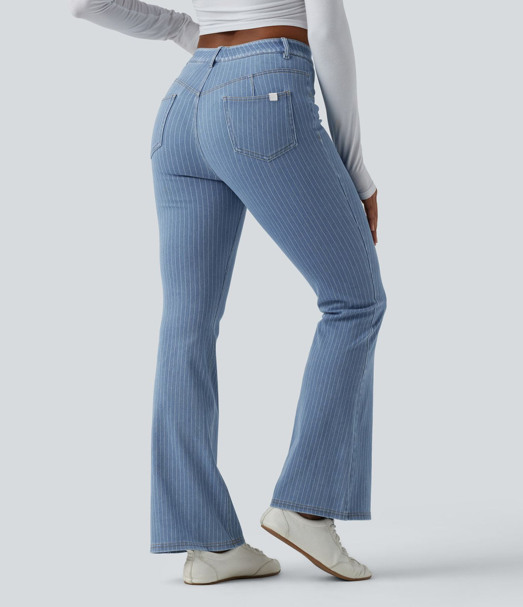 Jean Halara Flex™ mi-taille évasé à rayures décontracté avec poches