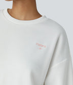 Sweat-shirt décontracté Halara oversize en polaire avec lettrage brodé et bords côtelés contrastés