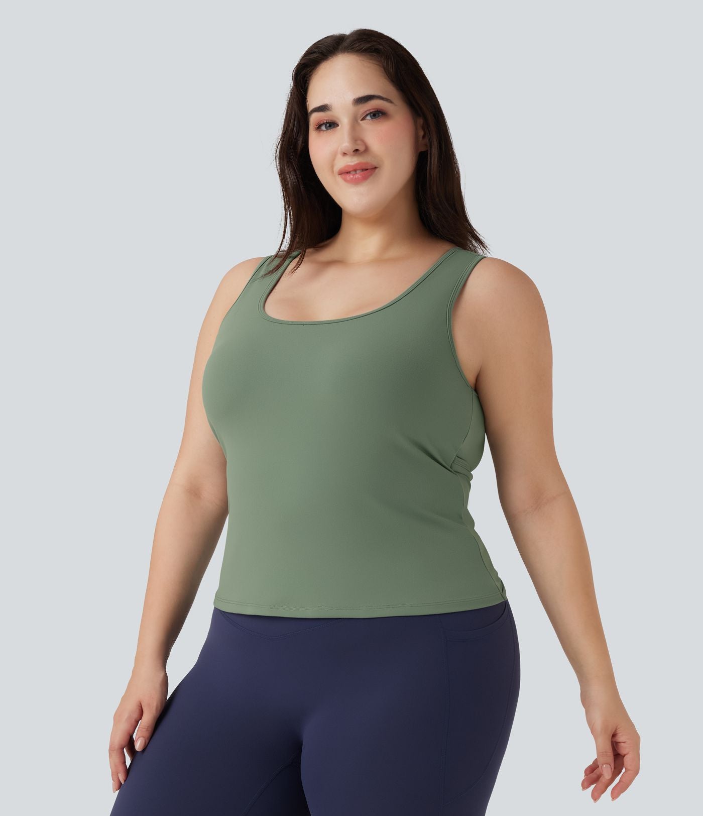 Débardeur yoga grande taille col en U croisé-Longueur rallongée