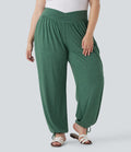 Jogging décontracté grande taille taille haute croisé à cordon avec poches latérales