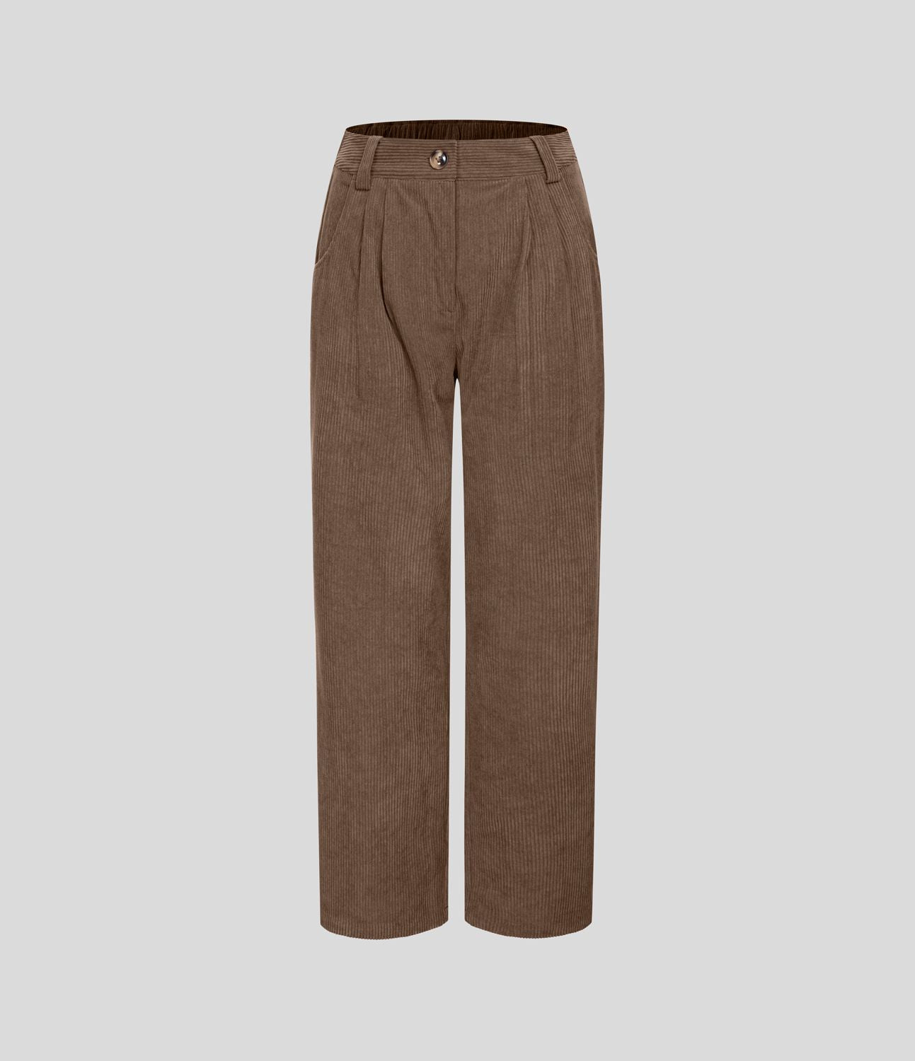 Pantalon en velours côtelé décontracté taille moyenne avec poches latérales