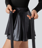 Jupe extensible SoftlyZero™ tissu enduit imprimé métallique taille haute avec poches
