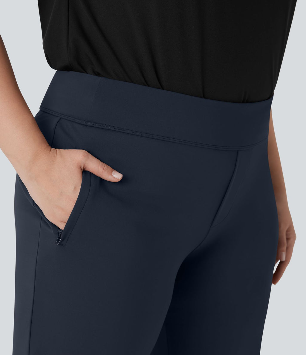 Pantalon tailleur évasé grande taille taille haute Halara Flex™ DayStretch avec poches zippées latérales