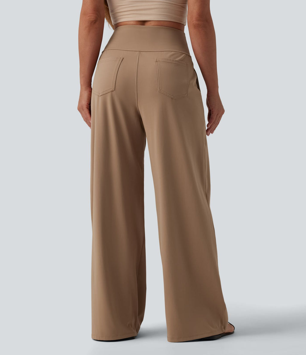 Pantalon large décontracté SoftlyZero™ Airy gainant taille haute effet frais InstantCool avec poches, protection solaire UPF50+