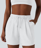 Short de yoga plissé taille haute élastique 12,5 cm avec cordon de serrage et poches