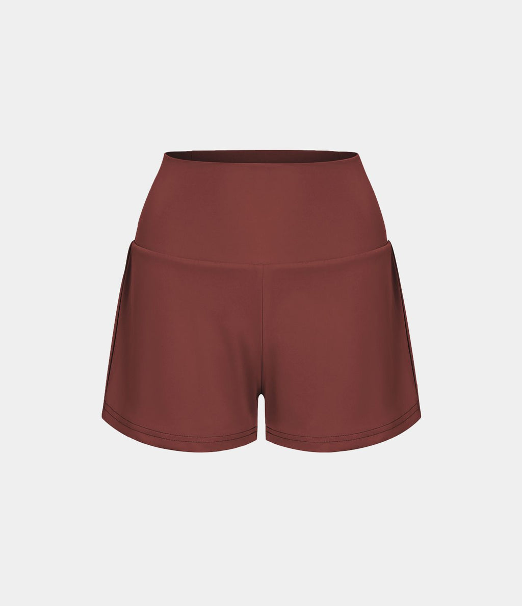 Short 7,5cm Yoga 2 en 1 Super Taille Haute Poches Arrière Poches Cachées Latérales