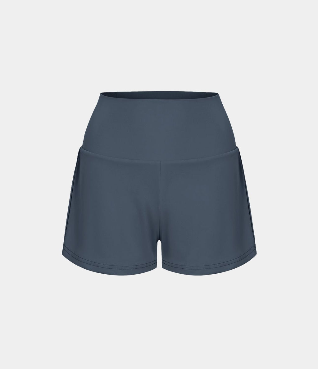 Short 7,5cm Yoga 2 en 1 Super Taille Haute Poches Arrière Poches Cachées Latérales